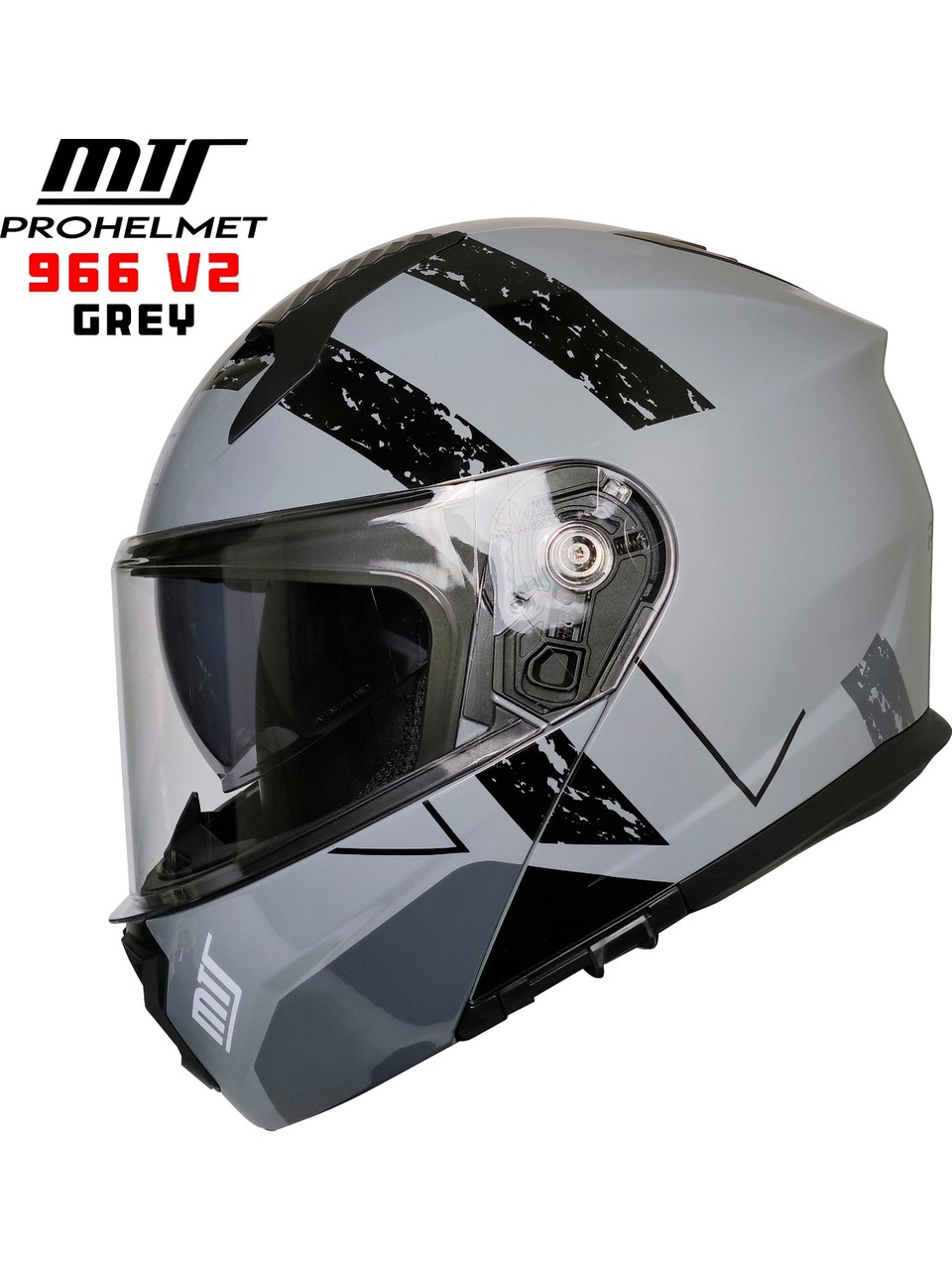 MTS M-966 V2 WX10 NARDO GRİ SİYAH ÇİZGİLİ KASK